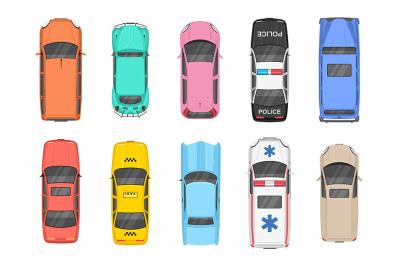Different Cars. Top View