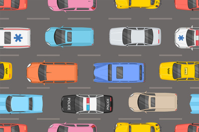 Top view of different cars pattern