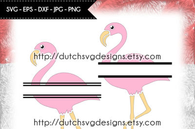 2 Flamingo split border cutting files, for Cricut & Silhouette