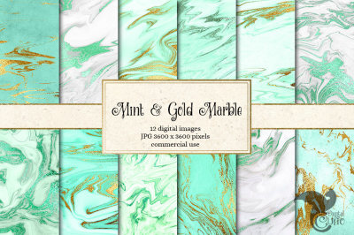 Mint Green Marble Digital Paper