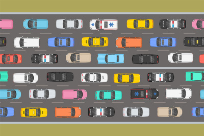 Top view of Traffic road jam