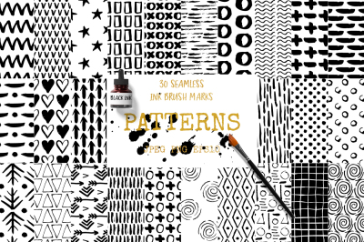 30 Seamless Ink Marks Patterns