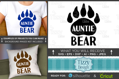 Auntie Bear SVG File - Aunt Shirt Svg - Aunt Svg - Aunt Tshirt 5005