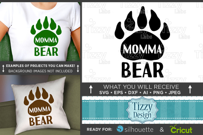 Momma Bear SVG File - Mom Shirt Svg - Mom Svg - Mom Tshirt | 5006