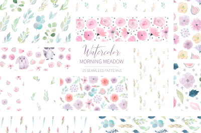 15 Morning Meadow Seamless Patterns