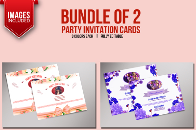Bundle of 2 Party Invitation Cards