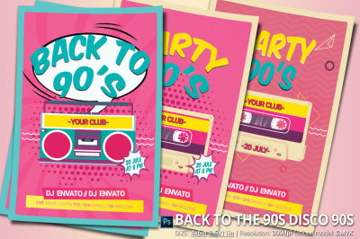 Back To The 90s Disco 90s Poster Flyer