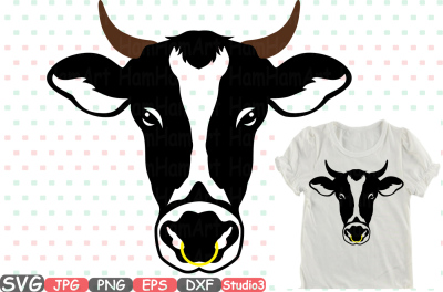 Cow Head Horns Silhouette SVG cowboy bull buffalo Boho Farm 769S