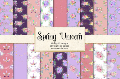 Spring Unicorn Digital Paper
