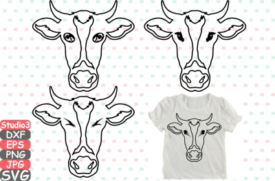 Cow Head Outline Silhouette SVG cowboy bull buffalo Boho Farm 770S
