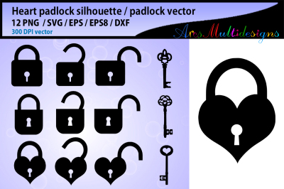 heart padlock silhouette / padlock silhouette svg / padlock and key 