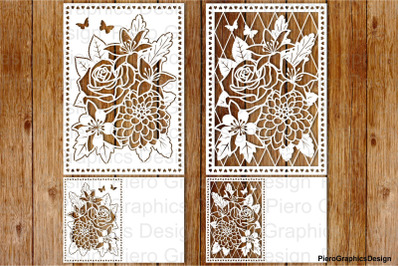 Floral Greeting Card 3 SVG files for Silhouette Cameo and Cricut.