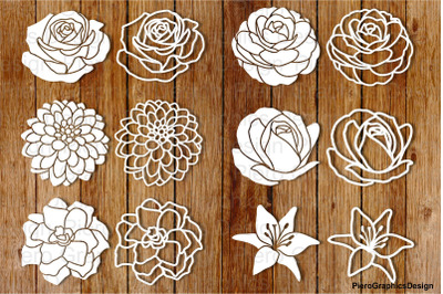 Flowers set 2 SVG files for Silhouette Cameo and Cricut.