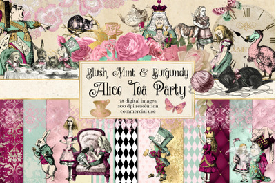 Blush Mint and Burgundy Alice Tea Party