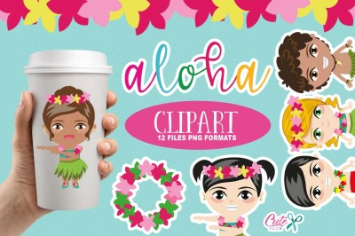 Tropical party, Summer Clipart, Luau clipart, Aloha, Hula Cli