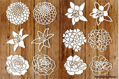 Flowers set 3 SVG files for Silhouette Cameo and Cricut.