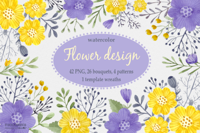 Watercolor flower design.