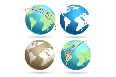 Globe Word Map Emblem set