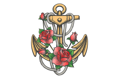 Anchor with Rose Flowers