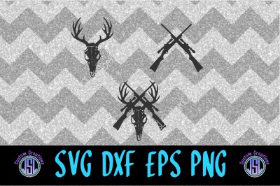 Deer Skull Set of 3 Bundle SVG DXF EPS PNG