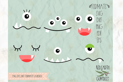 Monster faces SVG, PNG, EPS, DXF, PDF for cricut, cameo