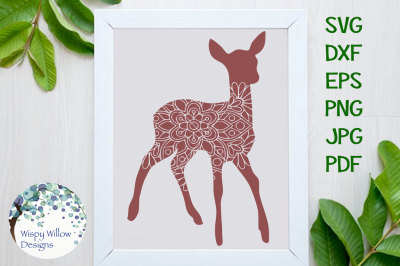 Floral Deer Mandala SVG/DXF/EPS/PNG/JPG/PDF