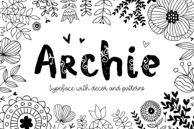Archie typeface with Clipart