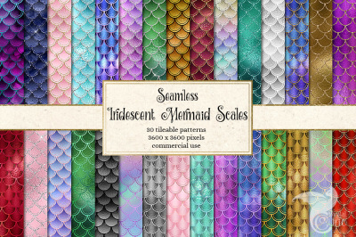 Seamless Iridescent Mermaid Scale Patterns
