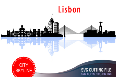 Lisbon Svg, Lisboa Cut file, vector skyline, Portugal city silhouette