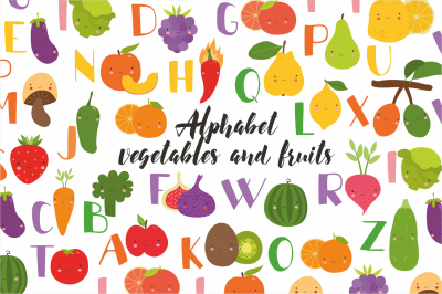 Alphabet vegetables and fruits kids