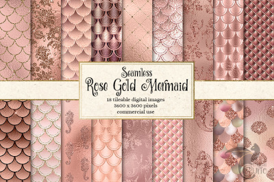 Rose Gold Mermaid Digital Paper