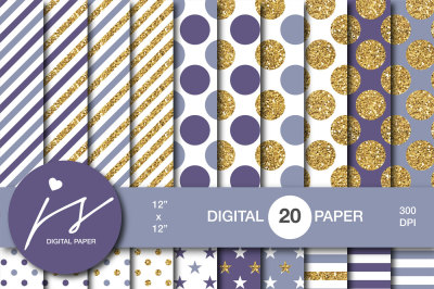Purple digital paper with gold glitter, MI-801