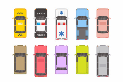 Different Cars. Top View
