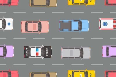 Top view of different cars pattern