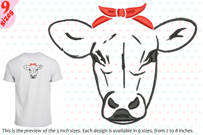 Download Free Download Cow Head Whit Bandana Embroidery Design Farm Milk Heifer Outline 234b Free PSD Mockup Template