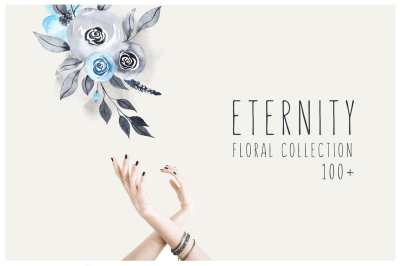 ETERNITY: navy & blue watercolor floral collection