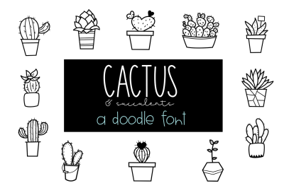 Fancactus Doodle Font - Cactus and Succulents 