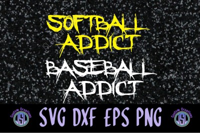 Baseball Addict, Softball Addict Vector Bundle, SVG, DXF, EPS, PNG