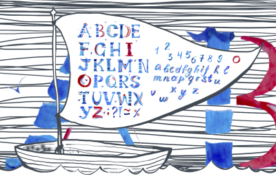 Marine watercolor alphabet