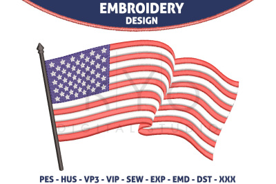 American USA Flag Embroidery design