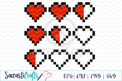 8bit Heart - Cute Graphic - SVG PNG DXF EPS