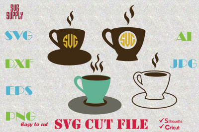 Coffee SVG * Coffee Monogram SVG Cut File