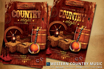 Western Country Music Party Flyer