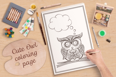 Cute owl coloring page