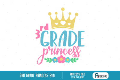 3rd grade svg, princess svg, princess svg file, 3rd grade princess svg
