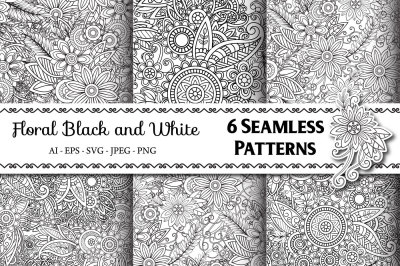 6 Floral Seamless Patterns
