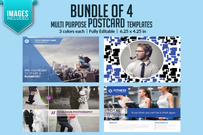 Bundle of 4 Post Card Templates