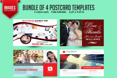 Bundle of 4 Multi Purpose Business Post Card Templates