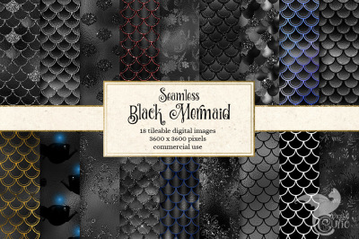 Seamless Black Mermaid Scales