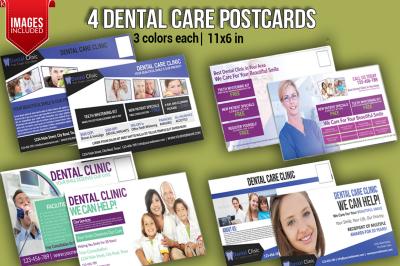 Bundle of 4 Dental Care Post Cards